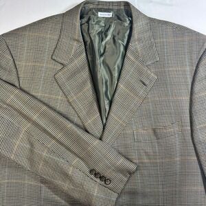 Brioni for Neiman Marcus Houndstooth Plaid Wool Jacket 48 Long Italy FLAWED
